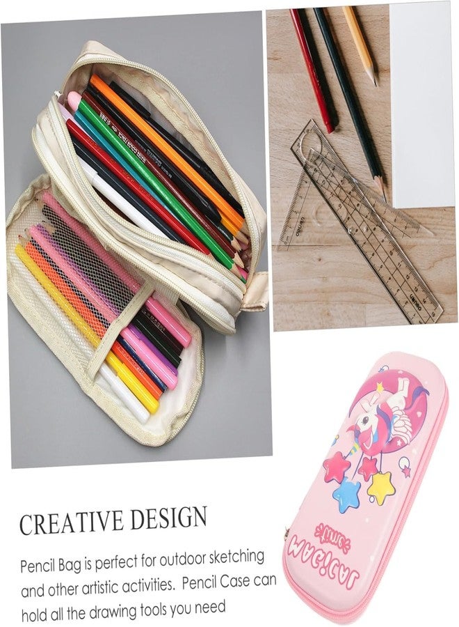 DAOME مقلمة يونيكورن ثلاثية الأبعاد من داومي، علبة أقلام لطيفة ذات سعة كبيرة، للبنات، علبة أدوات مكتبية ثلاثية الأبعاد، حقيبة أقلام وردية اللون، منظم، جيوب، حقيبة بسحاب، للأطفال والطلاب - قماش (1، يونيكورن سحري) - Image 4